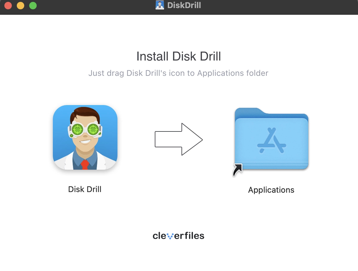 disk drill drag-and-drop installer window