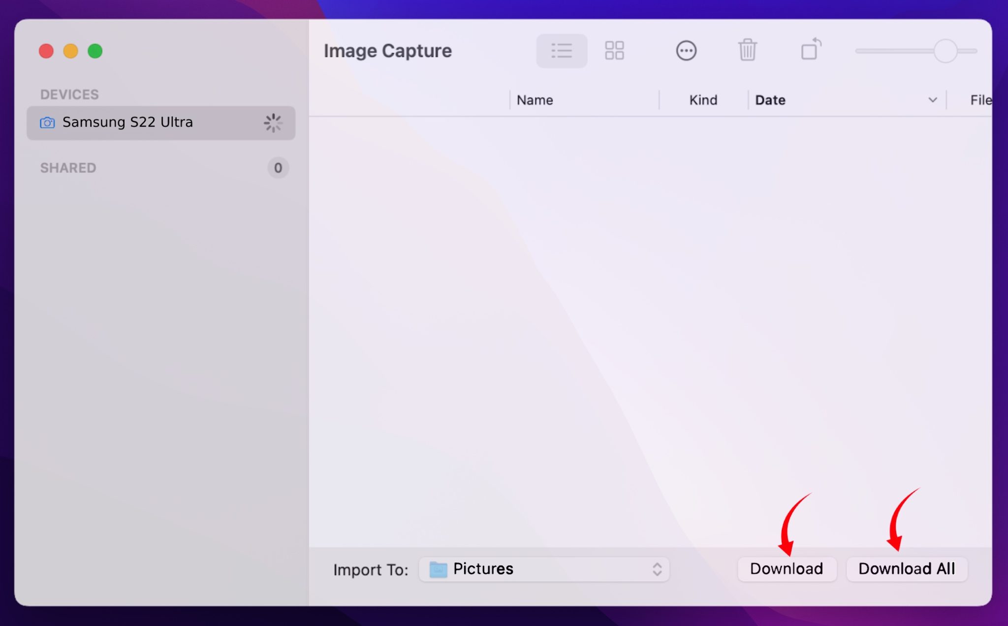 how to download pictures from samsung to mac