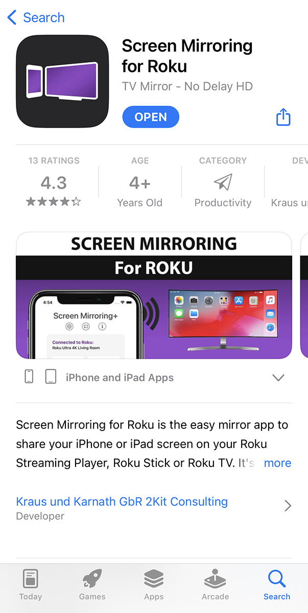 Screen Mirroring for Roku app on the App Store