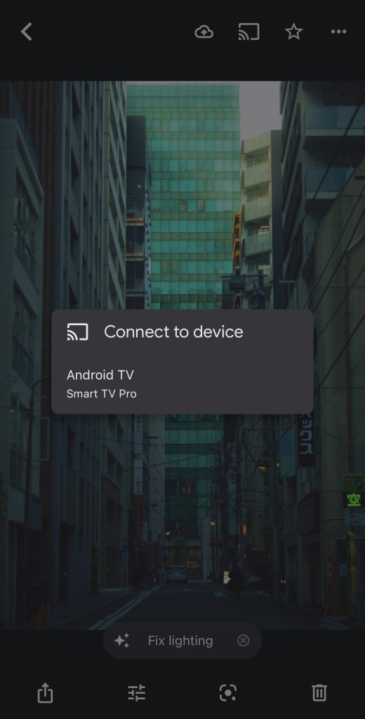 Tap your Chromecast device in Google Photos