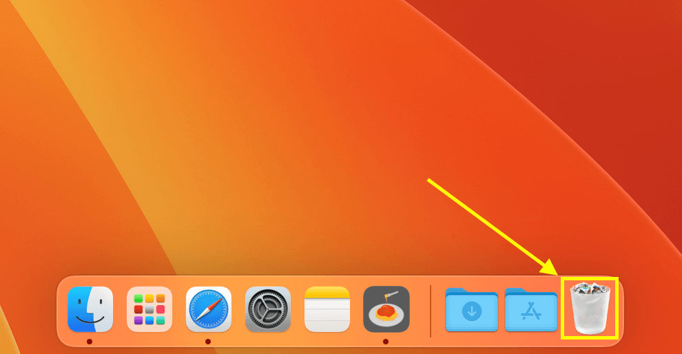 Trash folder icon in the Dock