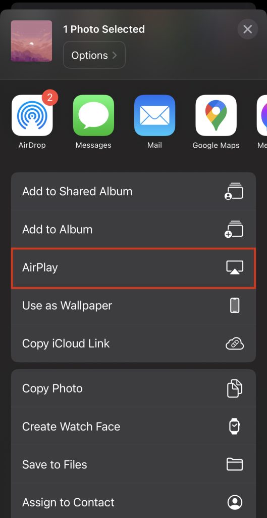 Sharing content via AirPlay on the iPhone