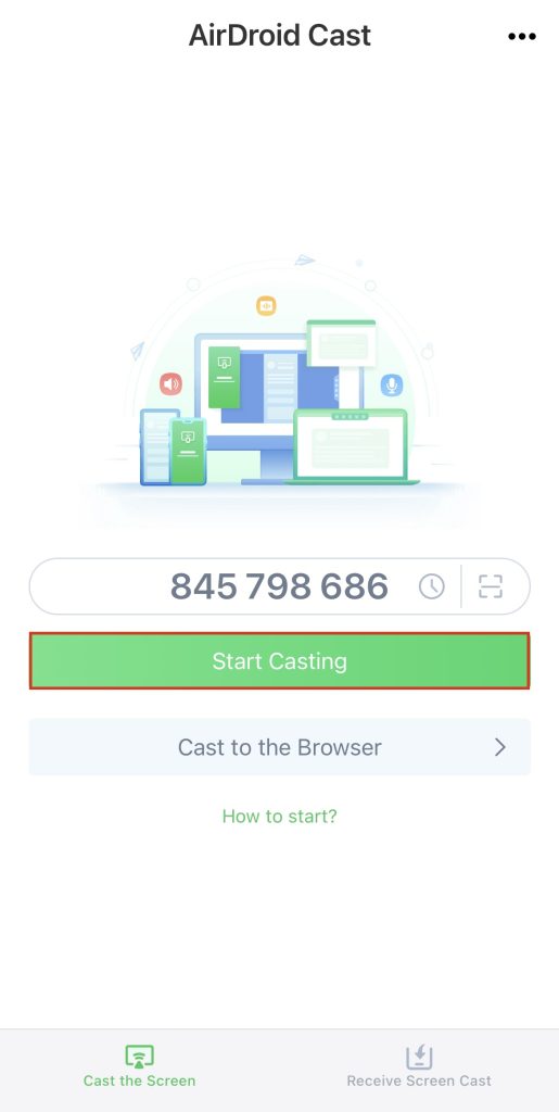Casting to a TV browser using a casting code