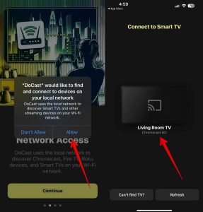 Let DoCast find and connect to Chromecast devices