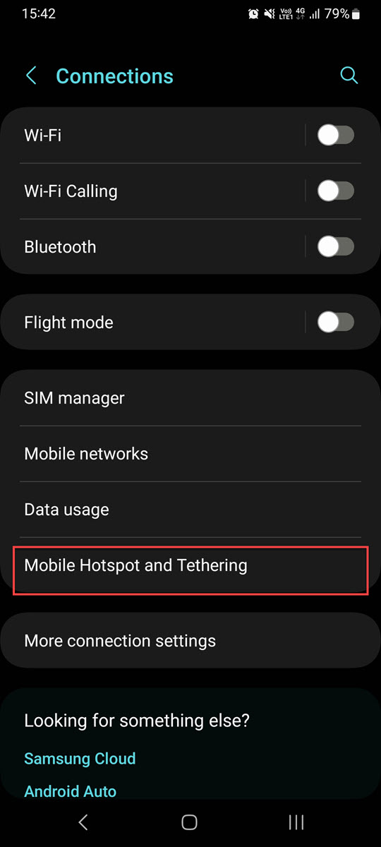 Mobile Hotspot and Tethering option on Android phone