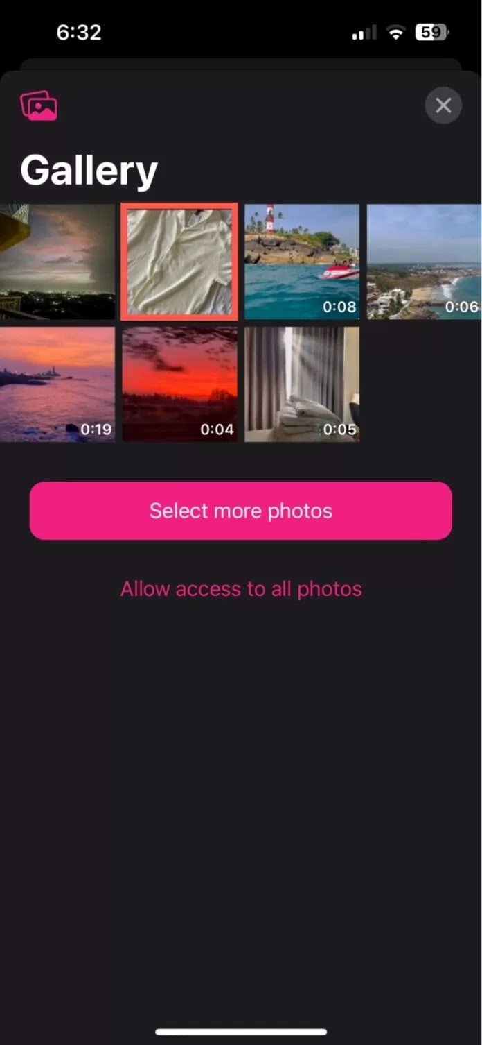Select photo or video for casting on Chromecast via Replica