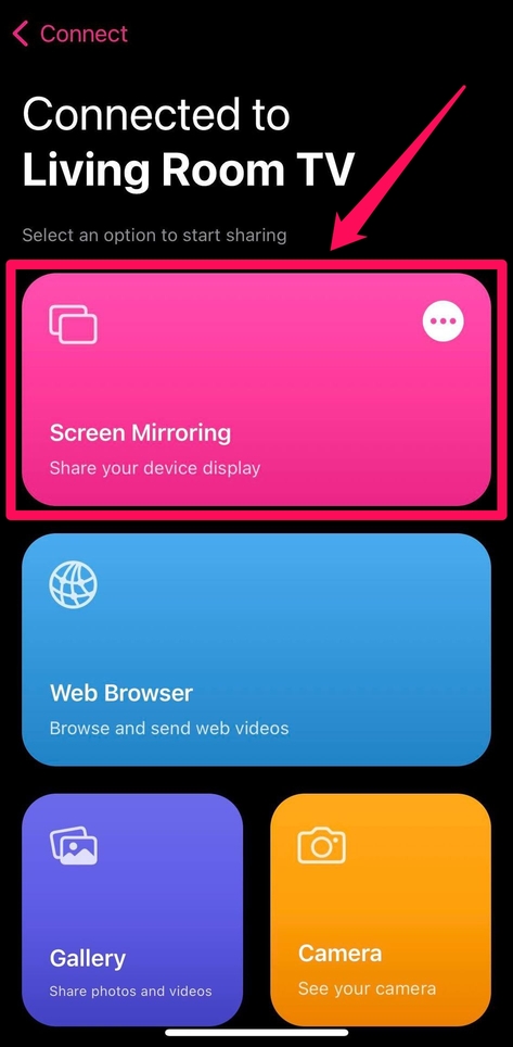 Choose the Screen Mirroring option