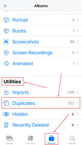 Duplicates folder under Utilities in Photos 