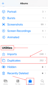 Duplicates folder under Utilities in Photos