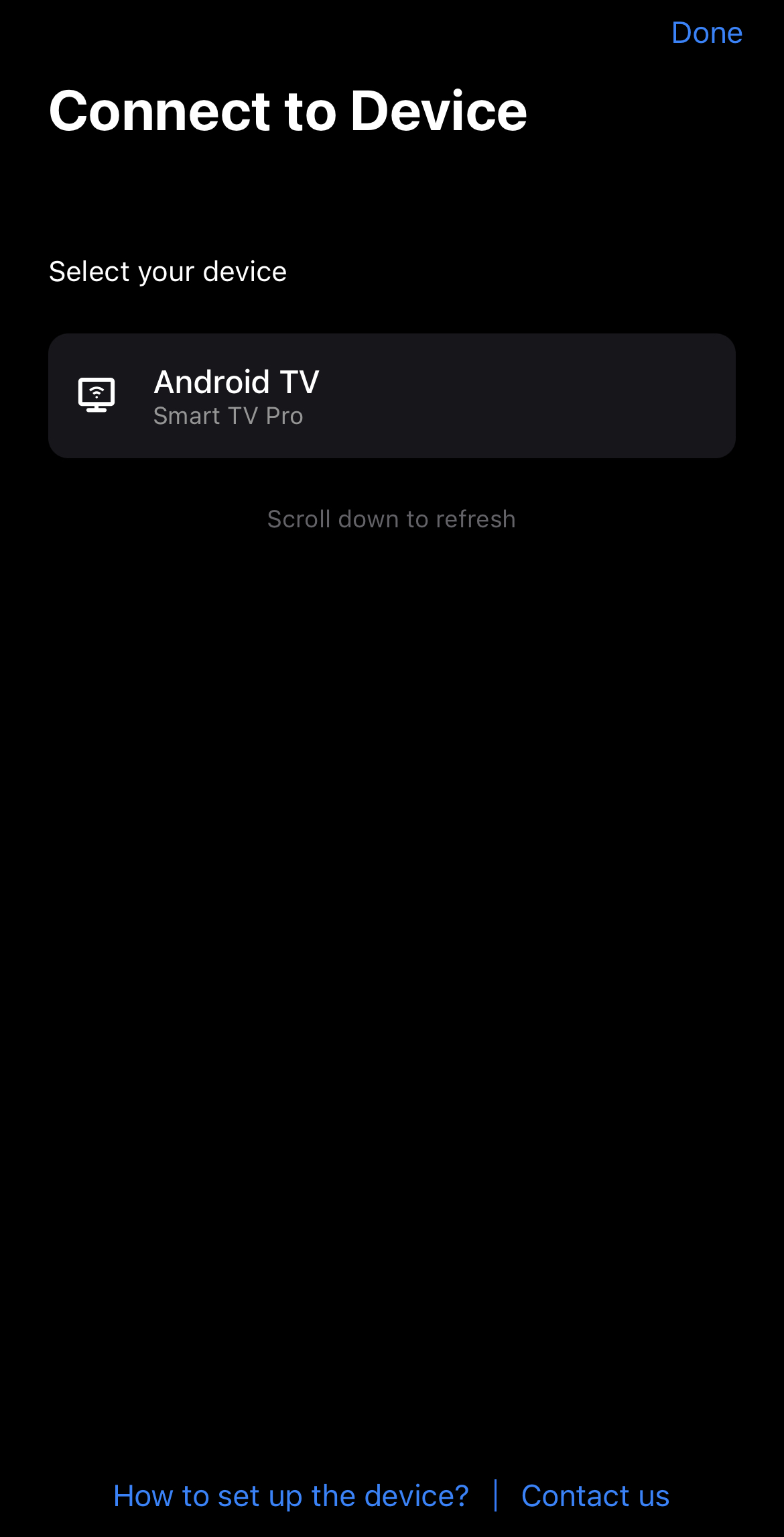 Selecting a Chromecast device in SmartTV Cast: Screen Mirroring
