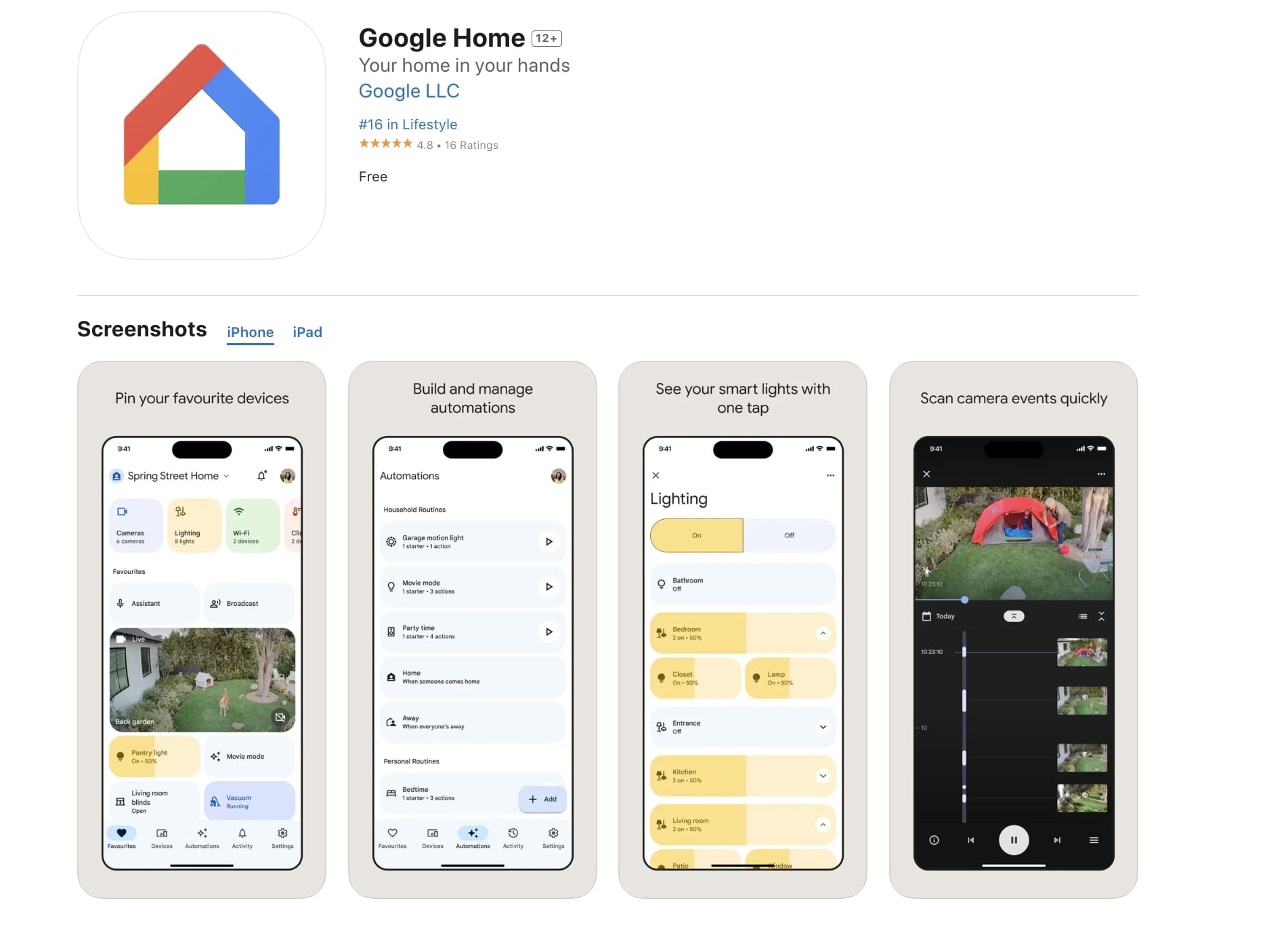 Google Home screenshot