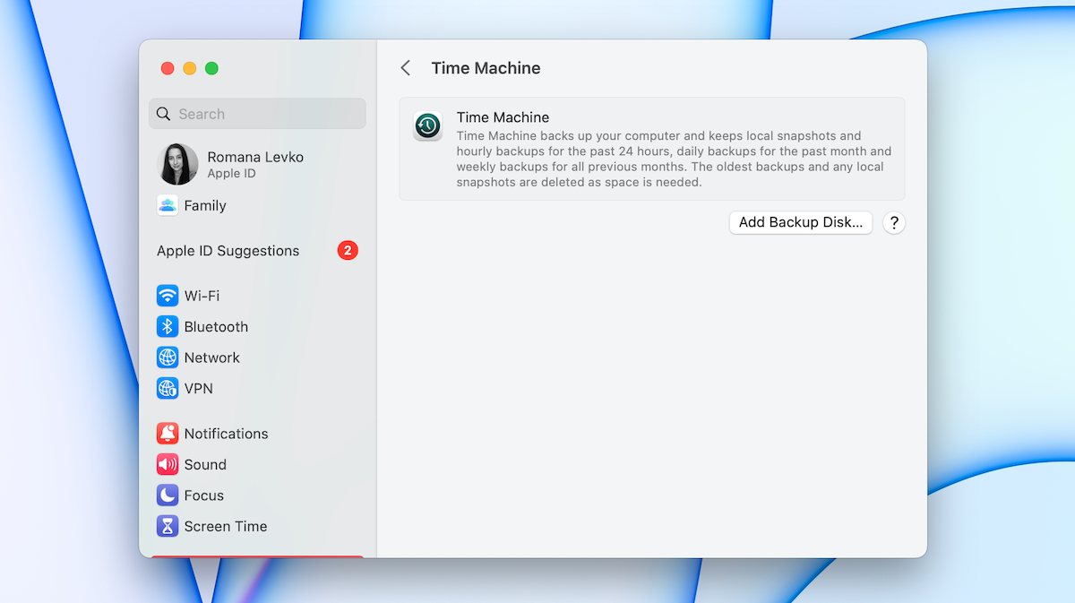 add backup disk Time Machine Mac