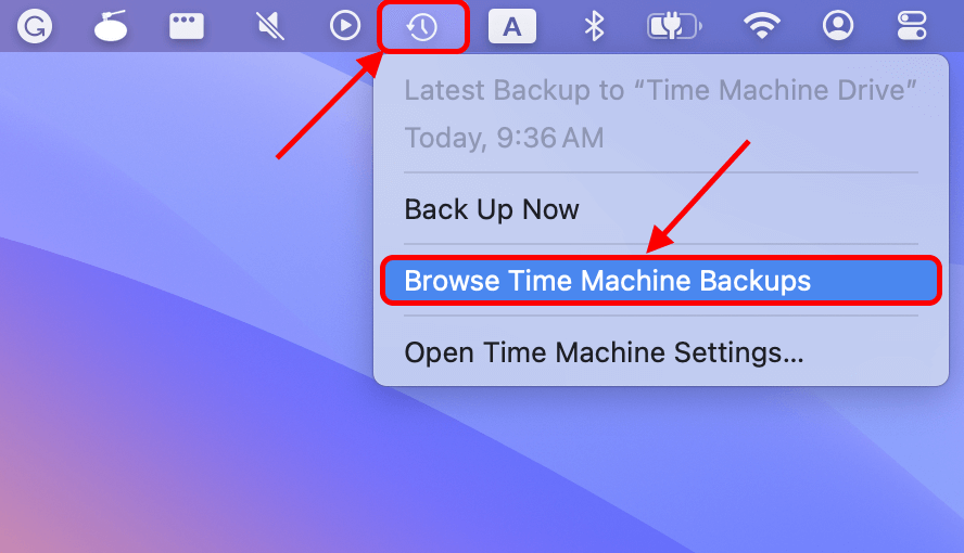 Time Machine browse button