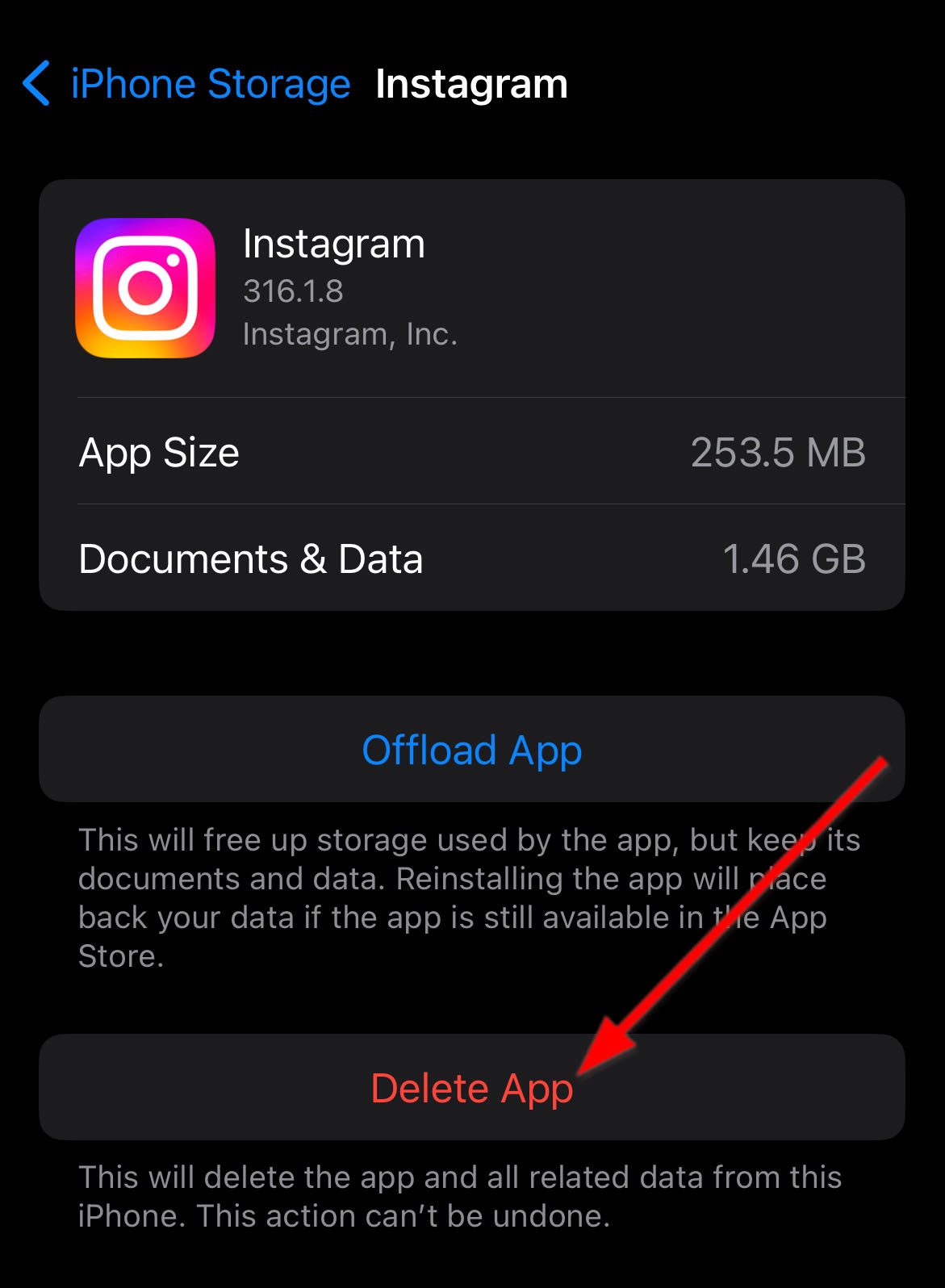 Delete App From Settings