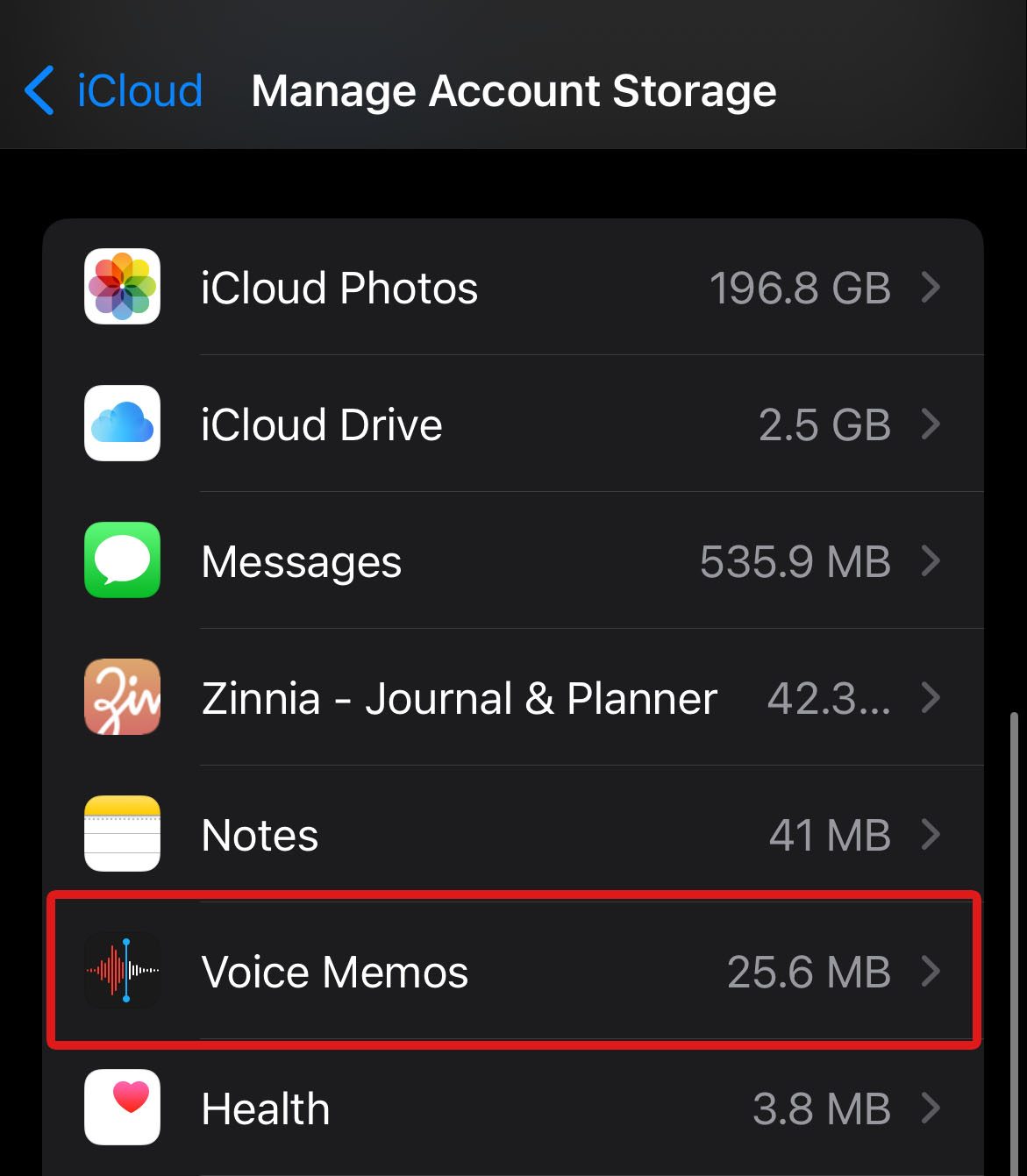 iCloud Select App To Erase App Data