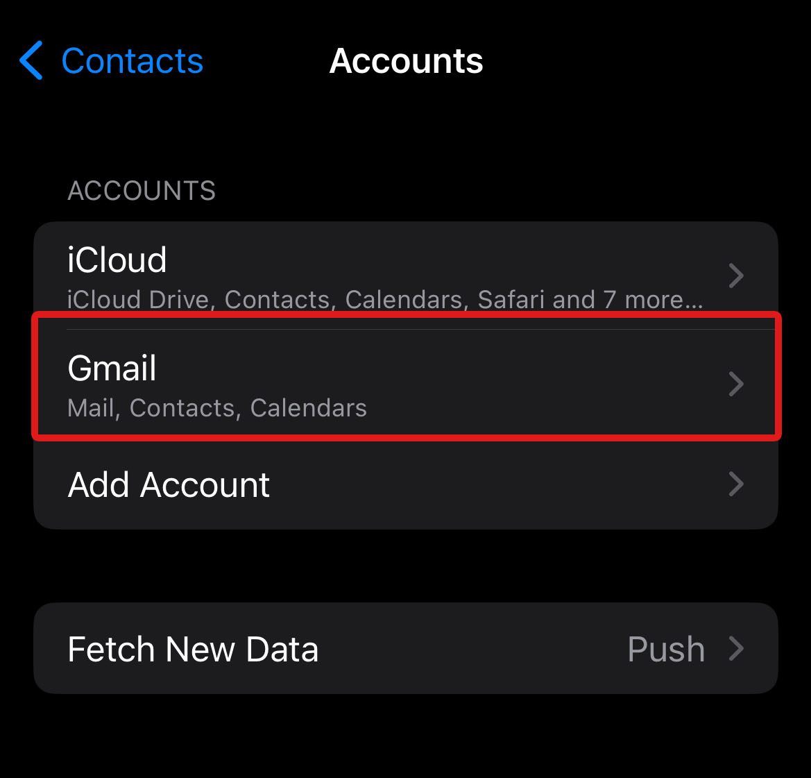 settings accounts