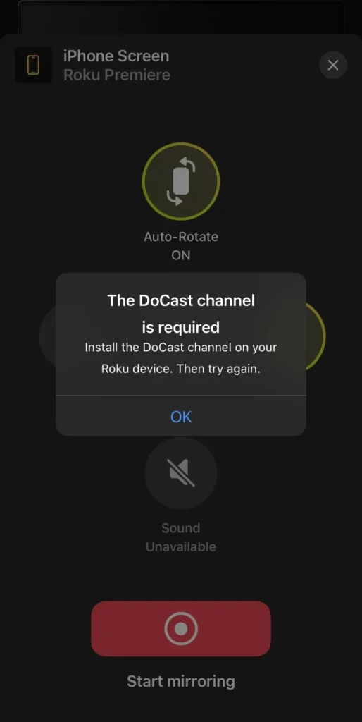 Tap on the OK button to download DoCast channel on Roku.