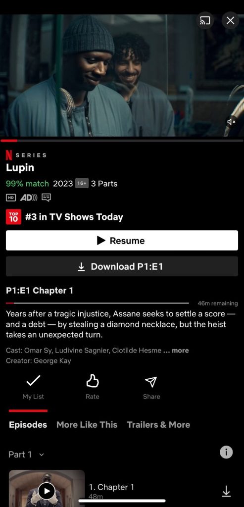 Tap on the Casting icon in Netflix